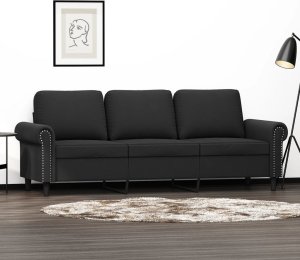 vidaXL vidaXL Sofa 3-osobowa, czarny, 180 cm, tapicerowana aksamitem 1