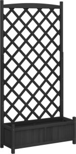 vidaXL vidaXL Donica z trejażem, czarna, lite drewno jodłowe 2