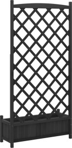 vidaXL vidaXL Donica z trejażem, czarna, lite drewno jodłowe 6