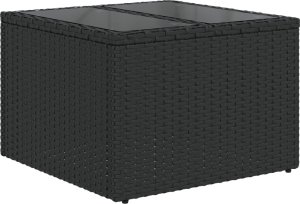vidaXL vidaXL Stół ogrodowy ze szklanym blatem, czarny, 55x55x37cm, rattan PE 2