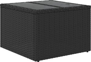 vidaXL vidaXL Stół ogrodowy ze szklanym blatem, czarny, 55x55x37cm, rattan PE 6