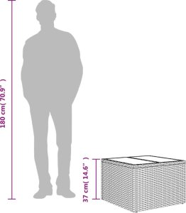 vidaXL vidaXL Stół ogrodowy ze szklanym blatem, czarny, 55x55x37cm, rattan PE 10