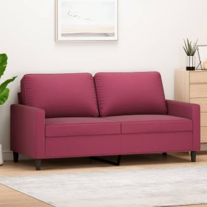 vidaXL Sofa 2-osobowa, winna czerwień, 140 cm, tapicerowana aksamitem 1