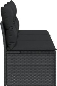 vidaXL vidaXL Sofa ogrodowa z poduszkami, 3-osobowa, czarna, polirattan 5