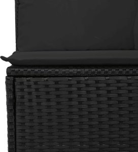 vidaXL vidaXL Sofa ogrodowa z poduszkami, 3-osobowa, czarna, polirattan 8