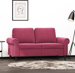 vidaXL Sofa 2-osobowa, winna czerwień, 120 cm, tapicerowana aksamitem 1