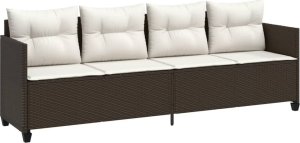 vidaXL Leżanka z poduszkami, brązowa, polirattan 2