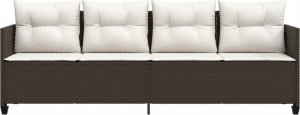 vidaXL Leżanka z poduszkami, brązowa, polirattan 4