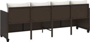 vidaXL Leżanka z poduszkami, brązowa, polirattan 6