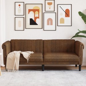 vidaXL vidaXL Sofa 3-os., brązowa, sztuczna skóra zamszowa 1