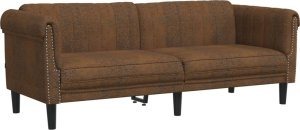 vidaXL vidaXL Sofa 3-os., brązowa, sztuczna skóra zamszowa 2