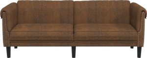 vidaXL vidaXL Sofa 3-os., brązowa, sztuczna skóra zamszowa 4