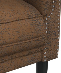 vidaXL vidaXL Sofa 3-os., brązowa, sztuczna skóra zamszowa 7