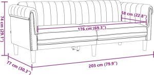 vidaXL vidaXL Sofa 3-os., brązowa, sztuczna skóra zamszowa 9