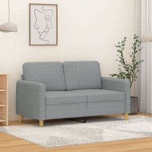 vidaXL Sofa 2-osobowa, jasnoszara, 120 cm, tapicerowana tkaniną 1