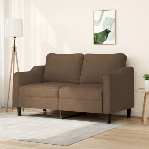 vidaXL Sofa 2-osobowa, brązowa, 140 cm, tapicerowana tkaniną 1