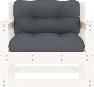 vidaXL Fotele ogrodowe z poduszkami, 2 szt, białe, lite drewno sosnowe 4