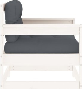 vidaXL Fotele ogrodowe z poduszkami, 2 szt, białe, lite drewno sosnowe 5