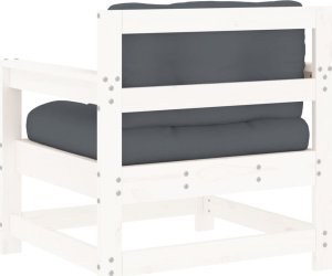 vidaXL Fotele ogrodowe z poduszkami, 2 szt, białe, lite drewno sosnowe 6