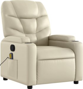 vidaXL Rozkładany fotel masujący, kremowe, sztuczna skóra 3