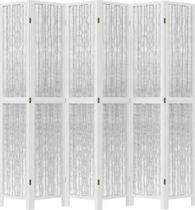 vidaXL vidaXL Parawan pokojowy, 6-panelowy, biały, lite drewno paulowni 4