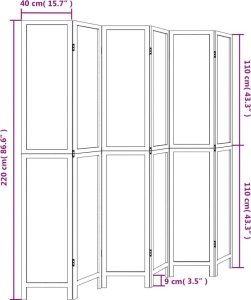 vidaXL vidaXL Parawan pokojowy, 6-panelowy, biały, lite drewno paulowni 8