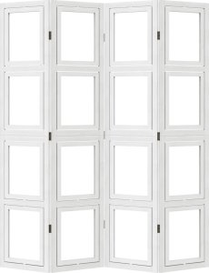 vidaXL vidaXL Parawan pokojowy, 4-panelowy, biały, lite drewno paulowni 5