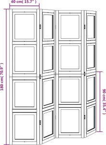 vidaXL vidaXL Parawan pokojowy, 4-panelowy, biały, lite drewno paulowni 9