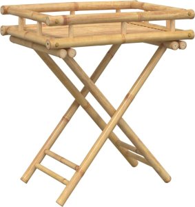 vidaXL Składany stolik ogrodowy z tacą, 60x40x68 cm, bambusowy 2
