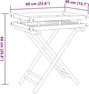 vidaXL Składany stolik ogrodowy z tacą, 60x40x68 cm, bambusowy 10