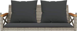 vidaXL Ławka bujana z poduszkami, szara, 109x62x40 cm, polirattan 4