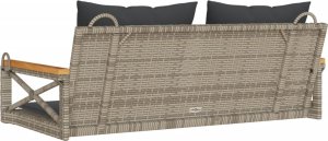 vidaXL Ławka bujana z poduszkami, szara, 109x62x40 cm, polirattan 6