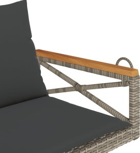 vidaXL Ławka bujana z poduszkami, szara, 109x62x40 cm, polirattan 7