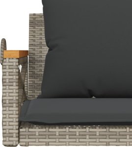 vidaXL Ławka bujana z poduszkami, szara, 109x62x40 cm, polirattan 8