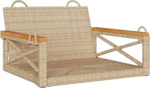 vidaXL Ławka bujana, beżowa, 63x62x40 cm, polirattan 2