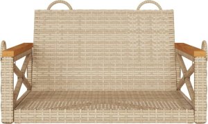 vidaXL Ławka bujana, beżowa, 63x62x40 cm, polirattan 4