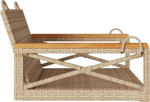 vidaXL Ławka bujana, beżowa, 63x62x40 cm, polirattan 5