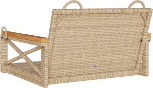 vidaXL Ławka bujana, beżowa, 63x62x40 cm, polirattan 6