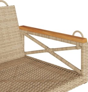 vidaXL Ławka bujana, beżowa, 63x62x40 cm, polirattan 7