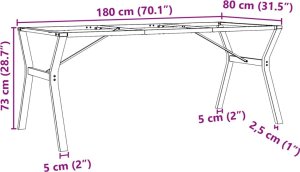 vidaXL Nogi do stołu w kształcie litery Y, 180x80x73 cm, żeliwo 9