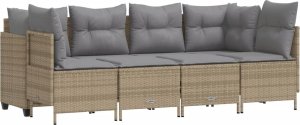 vidaXL 5-cz. zestaw mebli ogrodowych z poduszkami, beżowy, polirattan 2