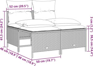 vidaXL 5-cz. zestaw mebli ogrodowych z poduszkami, beżowy, polirattan 9