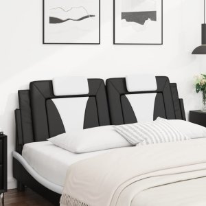 vidaXL vidaXL Poduszka na wezgłowie, czarno-biała, 160 cm, sztuczna skóra 3