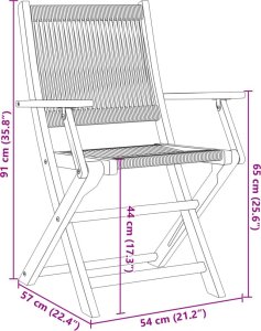 vidaXL Krzesła ogrodowe, 2 szt., czarne, akacja i polipropylen 11