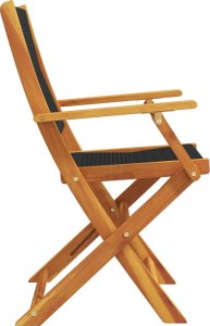 vidaXL Krzesła ogrodowe, 2 szt., czarne, akacja i polipropylen 6