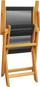 vidaXL Krzesła ogrodowe, 2 szt., czarne, akacja i polipropylen 8