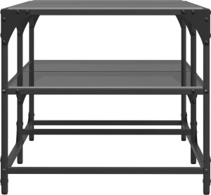vidaXL Stolik kawowy z czarnym, szklanym blatem, 98,5x50x45 cm, stal 5