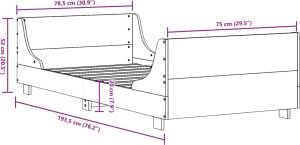 vidaXL vidaXL Rama łóżka bez materaca, 75x190 cm, lite drewno sosnowe 9