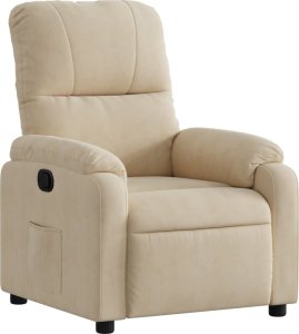 vidaXL vidaXL Rozkładany fotel, kremowy, obity mikrofibrą 2