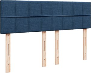 vidaXL Łóżko kontynentalne z materacem, niebieskie, tkanina, 160x200cm 7